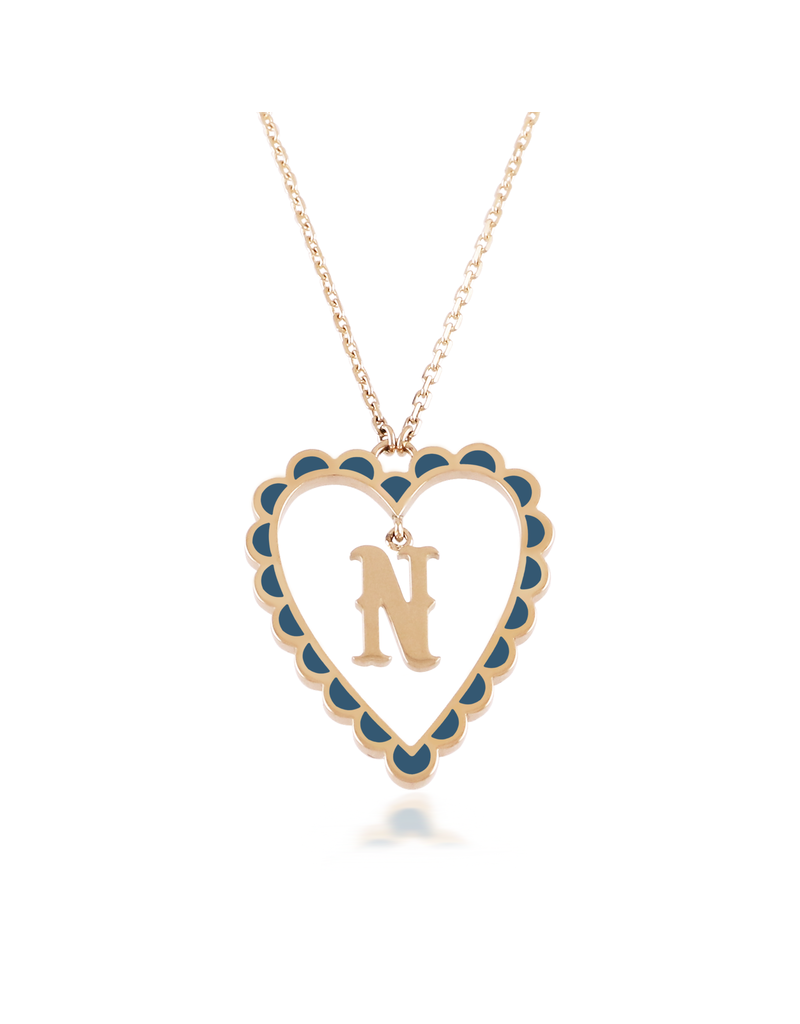 Calliope Alphabet Heart Necklace in Letter N