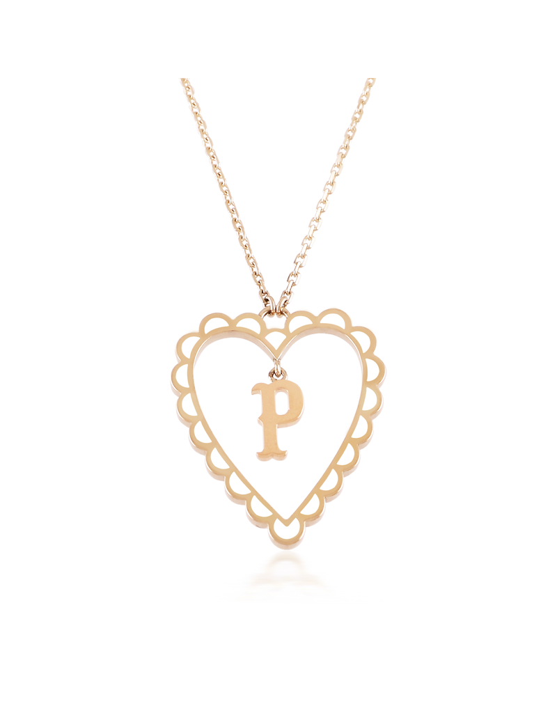 Calliope Alphabet Heart Necklace in Letter P