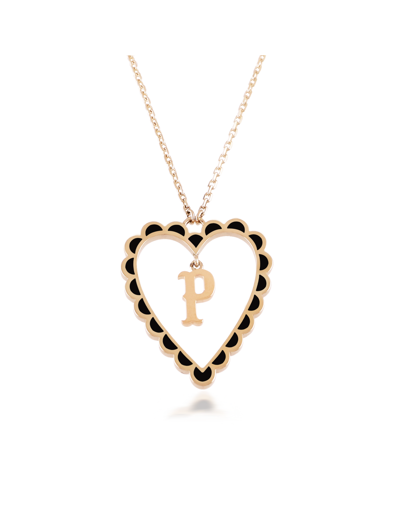 Calliope Alphabet Heart Necklace in Letter P