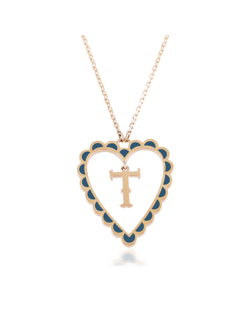 Calliope Alphabet Heart Necklace in Letter T