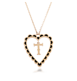 Calliope Alphabet Heart Necklace in Letter T