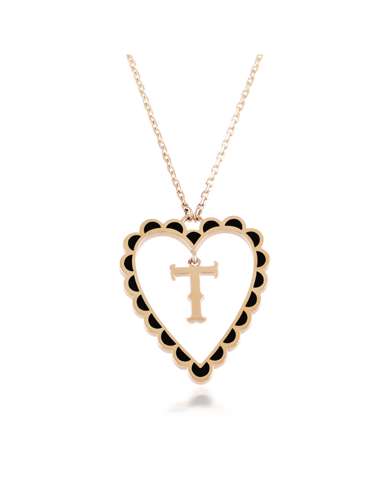 Calliope Alphabet Heart Necklace in Letter T