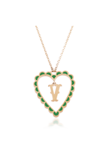 Calliope Alphabet Heart Necklace in Letter V