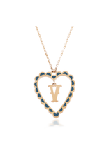 Calliope Alphabet Heart Necklace in Letter V