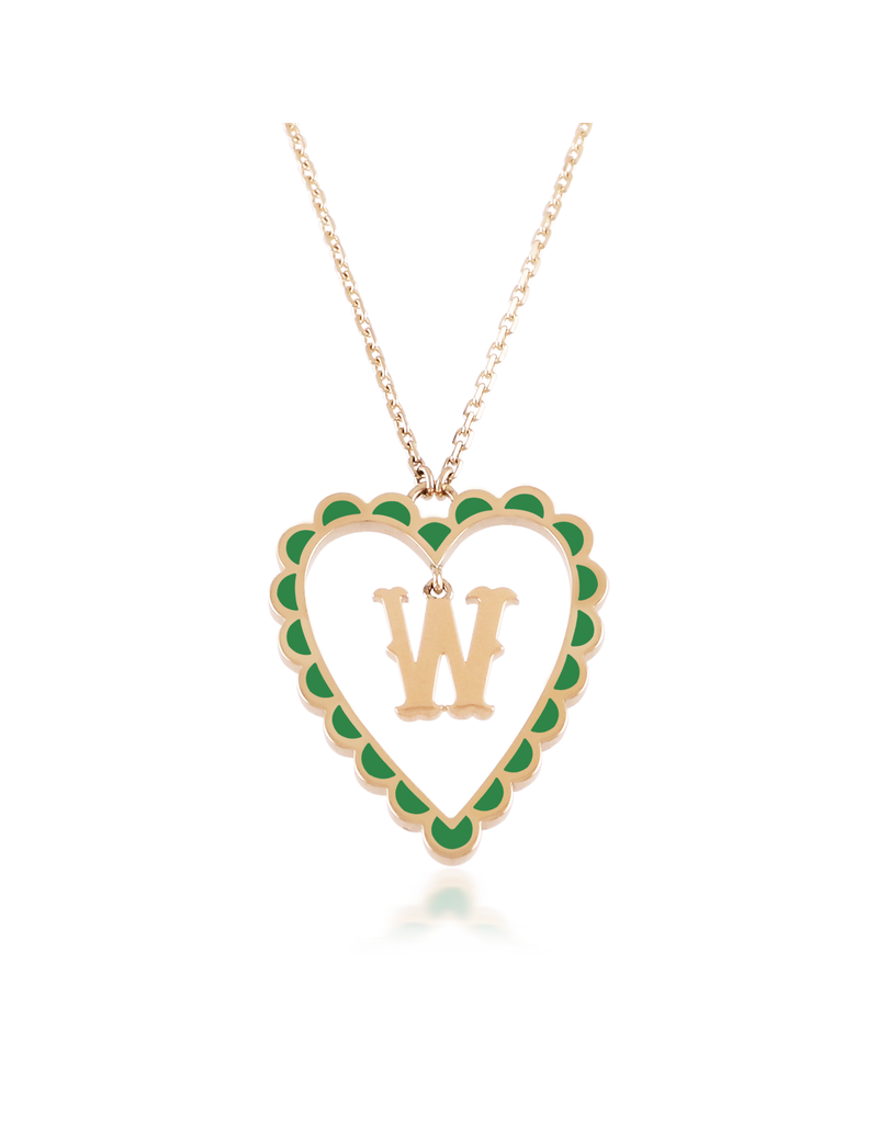 Calliope Alphabet Heart Necklace in Letter W