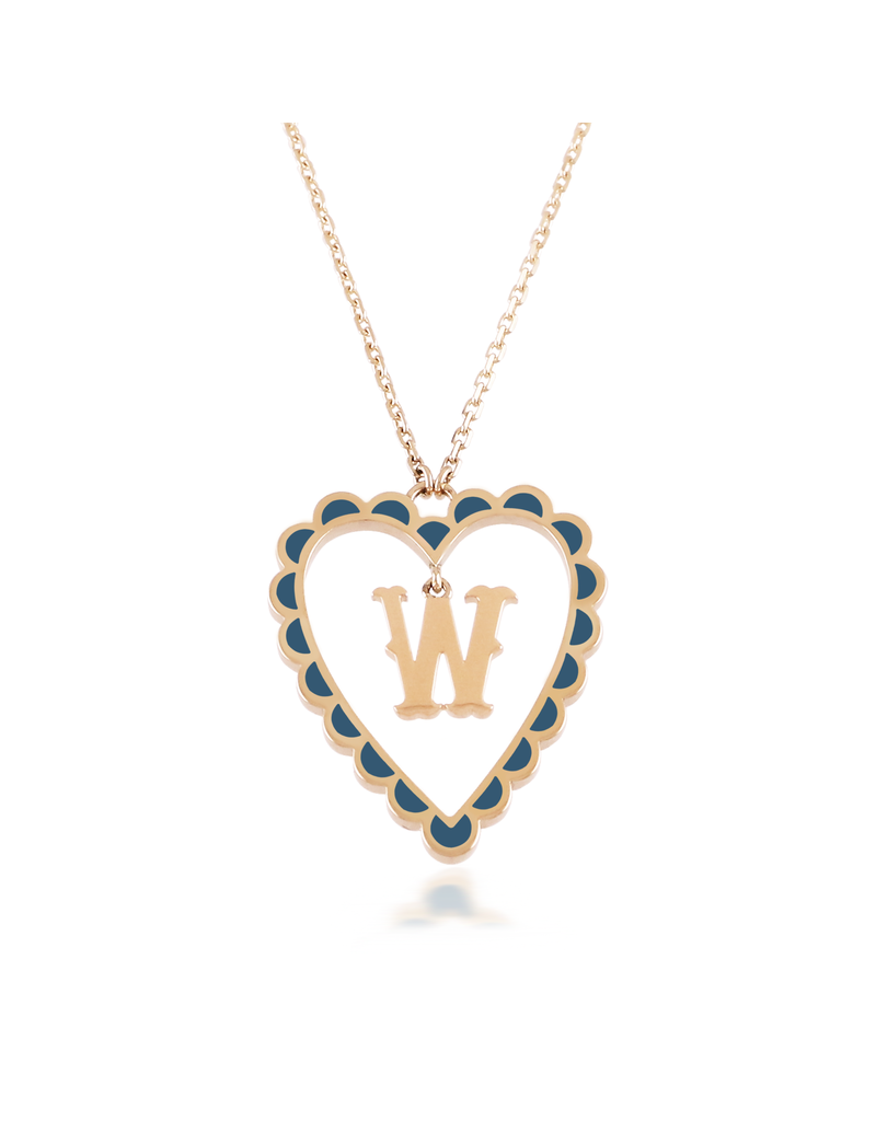 Calliope Alphabet Heart Necklace in Letter W