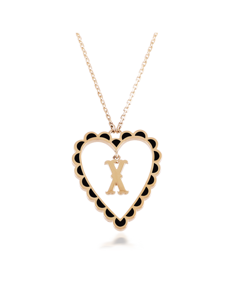 Calliope Alphabet Heart Necklace in Letter X