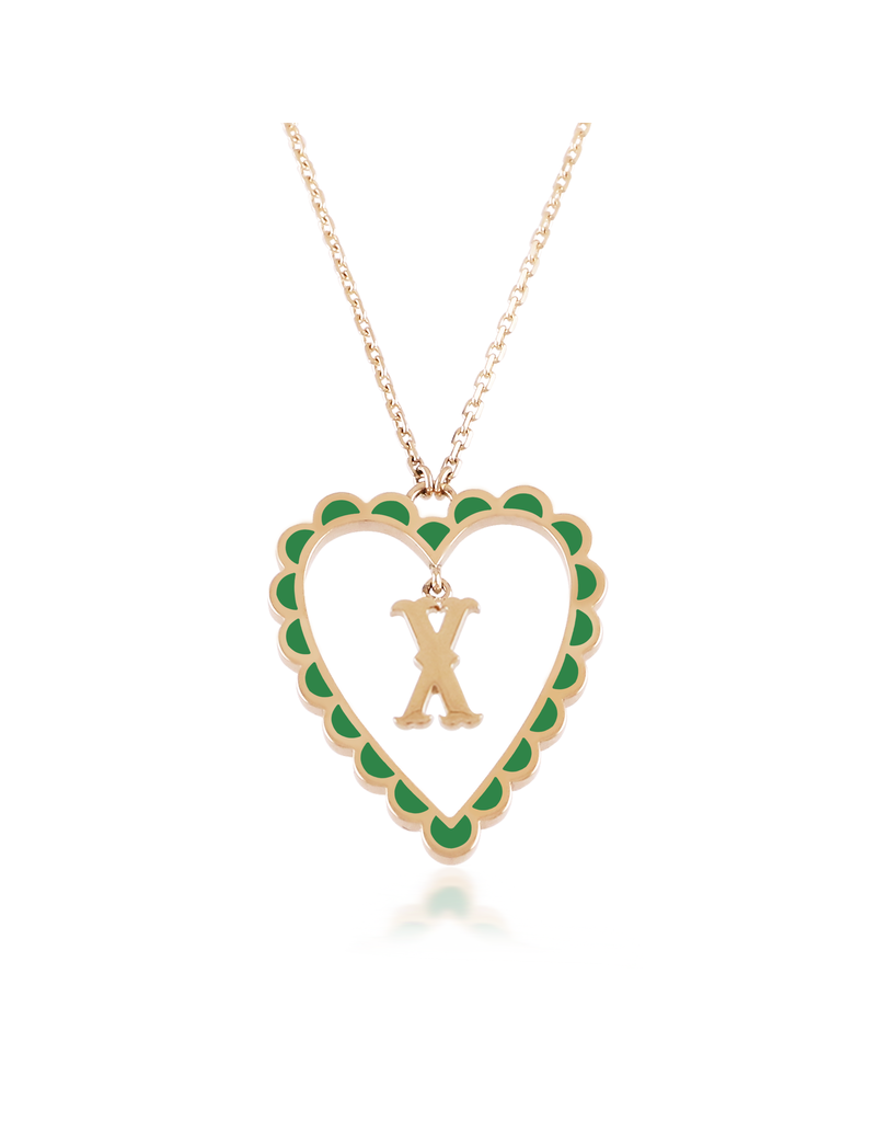 Calliope Alphabet Heart Necklace in Letter X