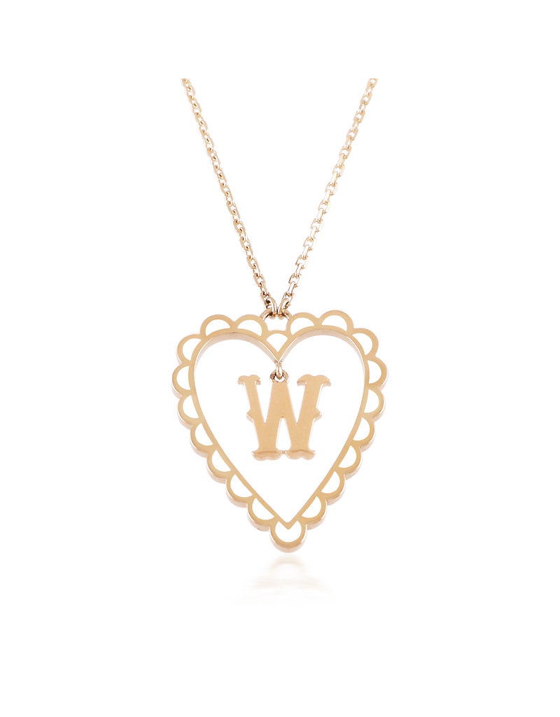 Calliope Alphabet Heart Necklace in Letter W