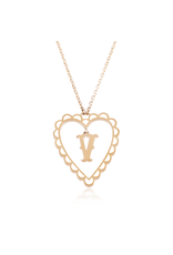 Calliope Alphabet Heart Necklace in Letter V