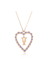 Calliope Alphabet Heart Necklace in Letter V