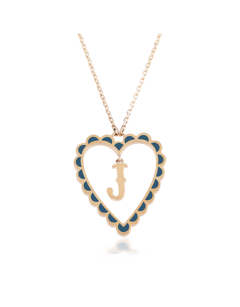 Calliope Alphabet Heart Necklace in Letter J