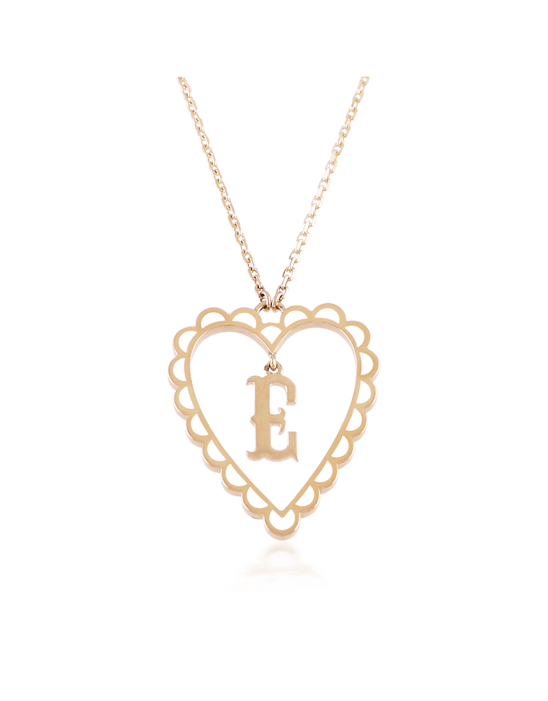 Calliope Alphabet Heart Necklace in Letter E