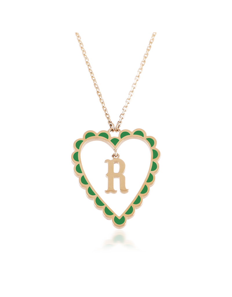 Calliope Alphabet Heart Necklace in Letter R