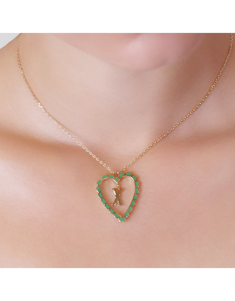 Calliope Alphabet Heart Necklace in Letter X