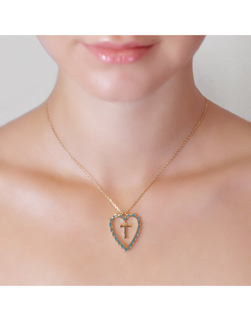 Calliope Alphabet Heart Necklace in Letter T