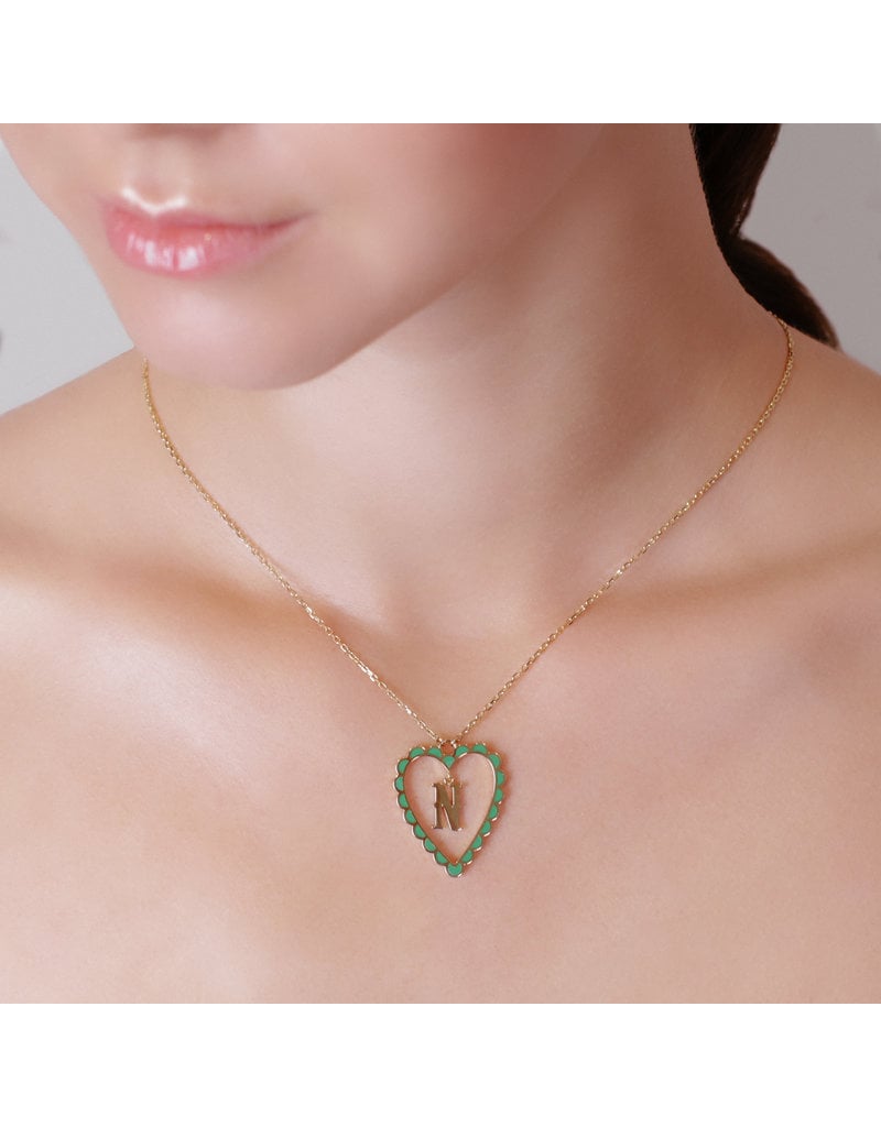 Calliope Alphabet Heart Necklace in Letter O