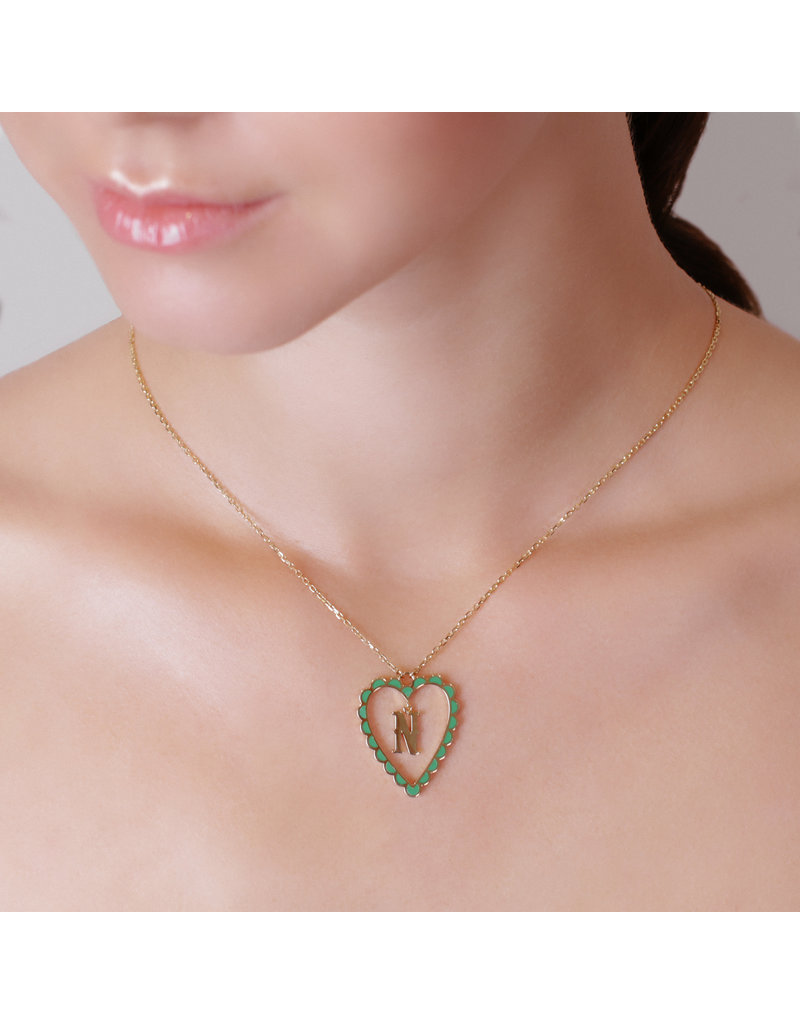 Calliope Alphabet Heart Necklace in Letter N