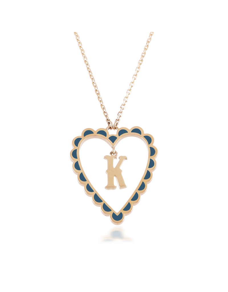 Calliope Alphabet Heart Necklace in Letter K