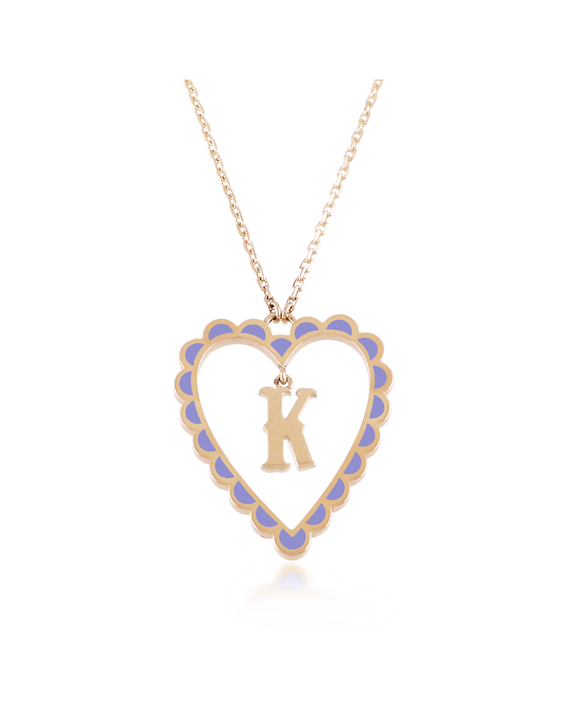 Calliope Alphabet Heart Necklace in Letter K