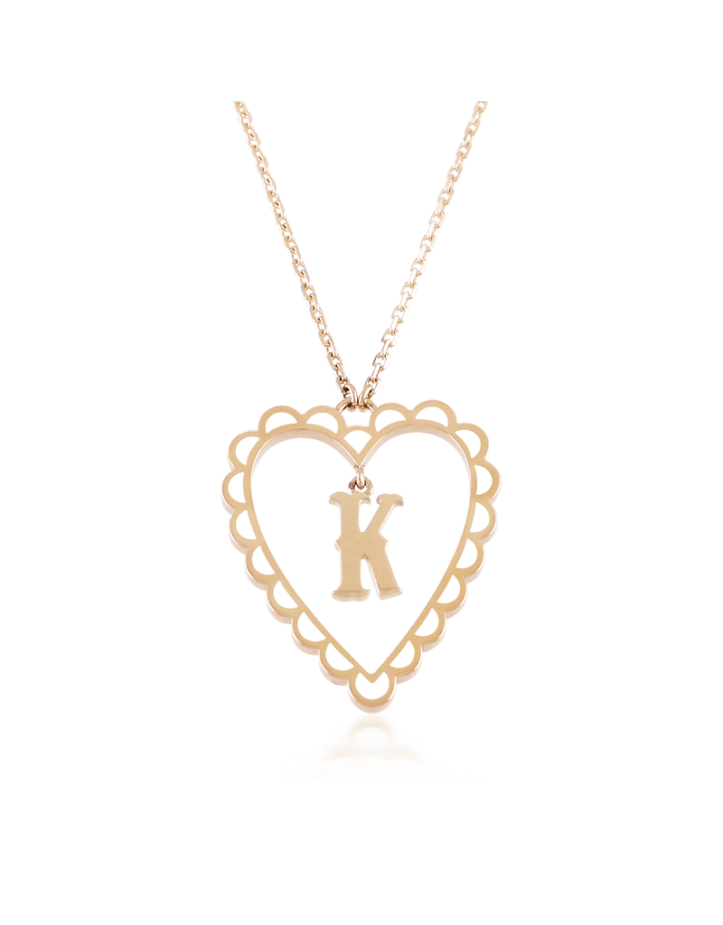 Calliope Alphabet Heart Necklace in Letter K