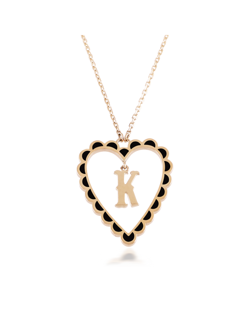 Calliope Alphabet Heart Necklace in Letter K