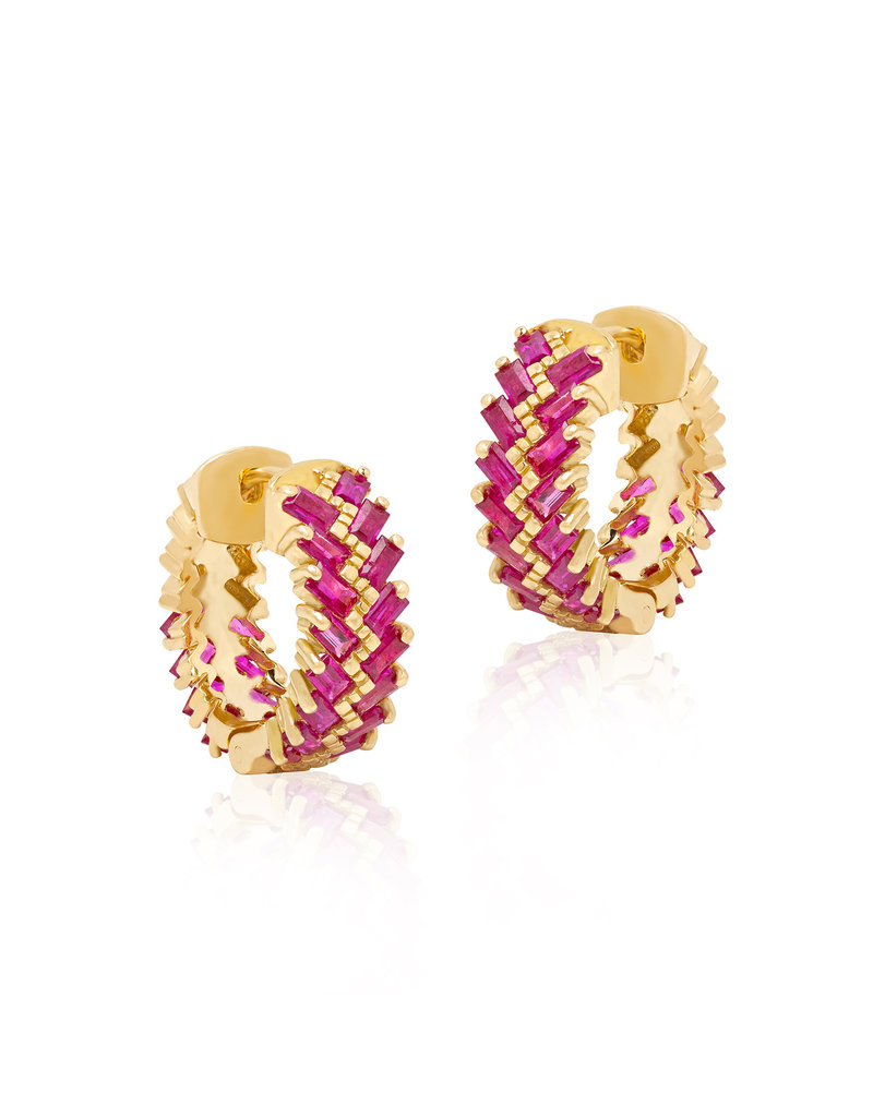 SKJ Shanhan Chevron Mini Hoop Earrings in Red Lantern