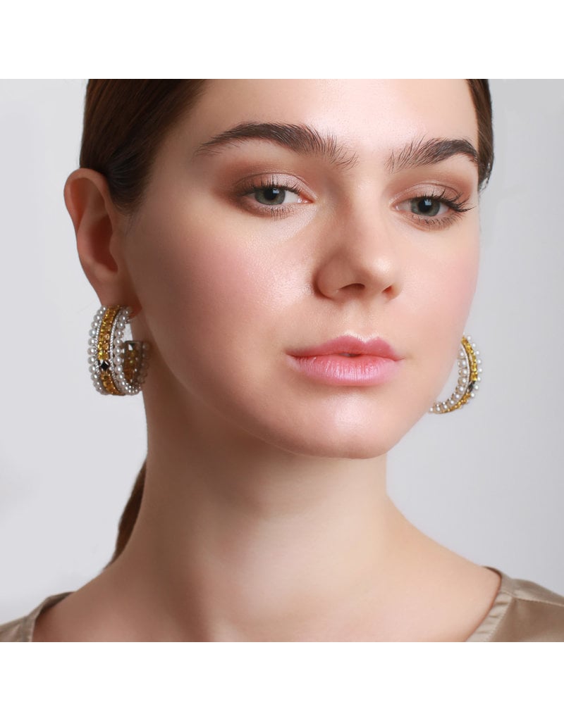 Calliope Maze Ear Hoops in Yellow Gold