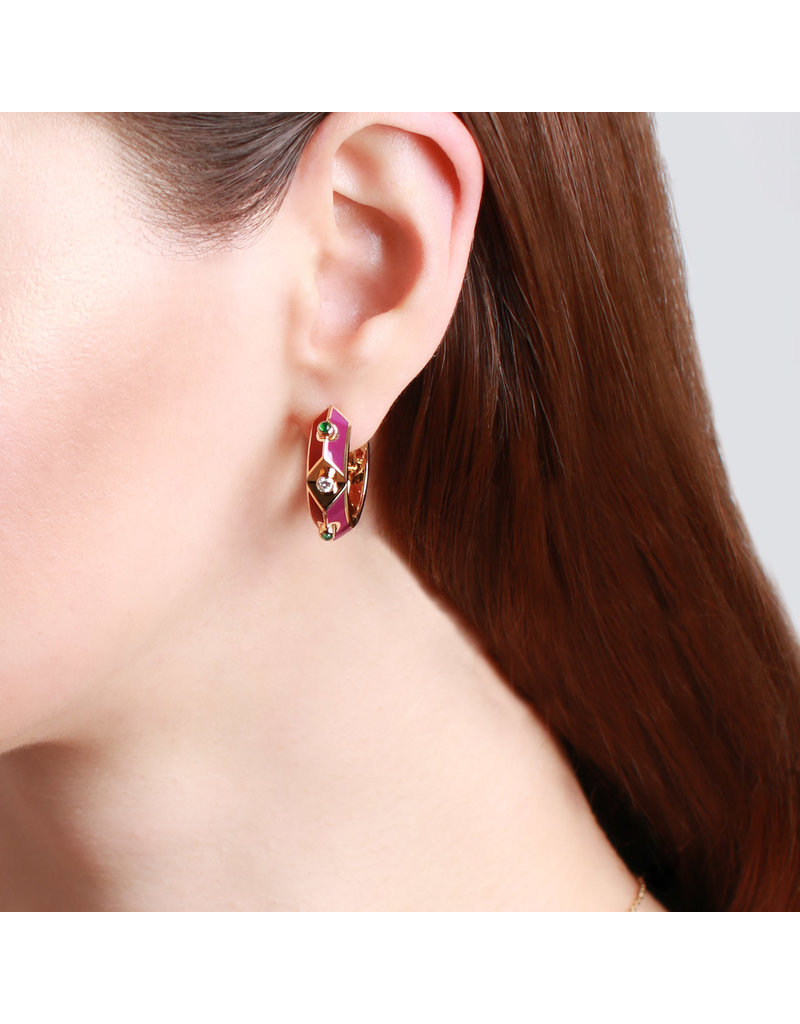 Calliope Harlequin Star Hoop Earrings in Scarlet (Limited Edition)