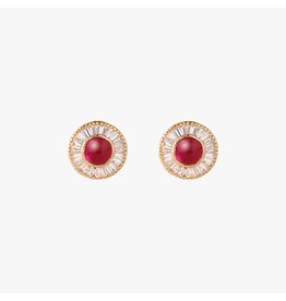 Shanhan Moon Single Motif Earrings in Red Lantern