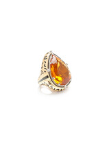 Feline Citrine Drop Ring