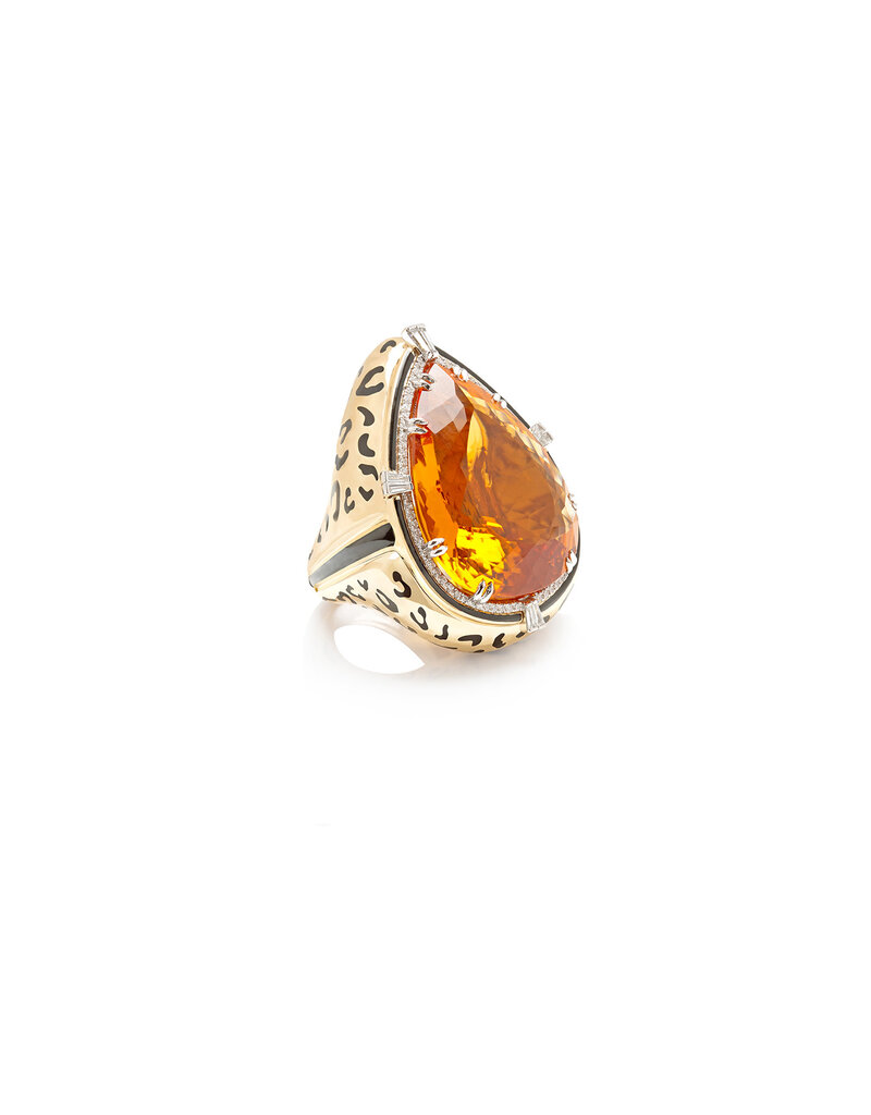 Feline Citrine Drop Ring