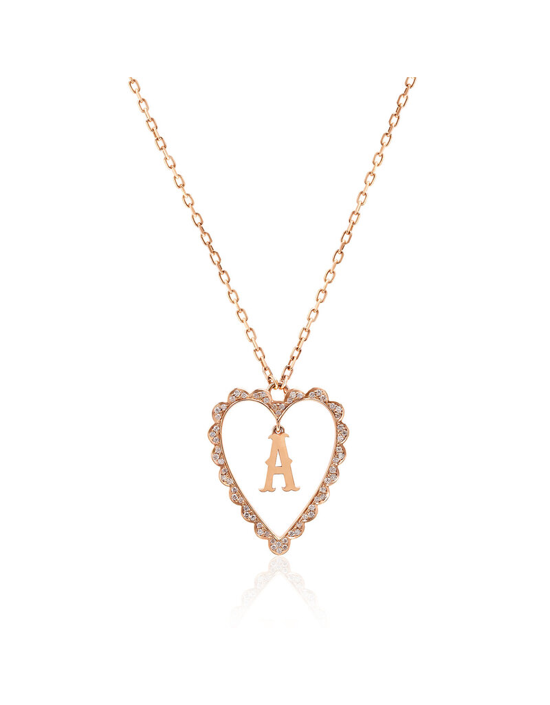 Calliope Alphabet Necklace Rose Gold in Letter A