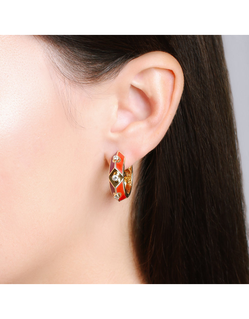 Calliope Harlequin Star Ear Hoop in Scarlet