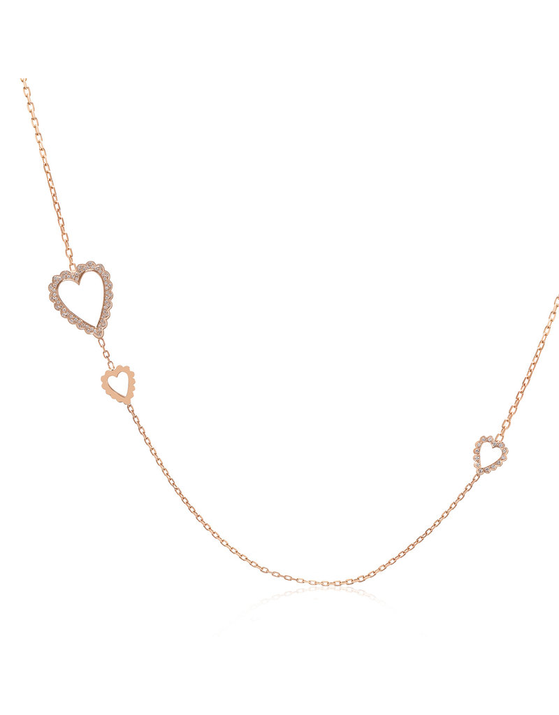 Calliope Long Heart Necklace with Diamonds