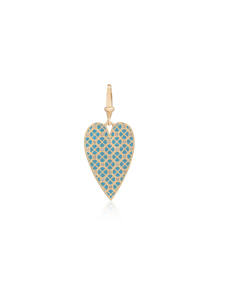 Calliope Carnival Heart Charm in Blue Tartan