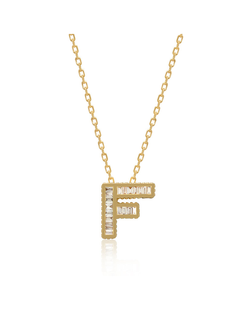 Spell My Love Mini Necklace Letter F  in Yellow Gold