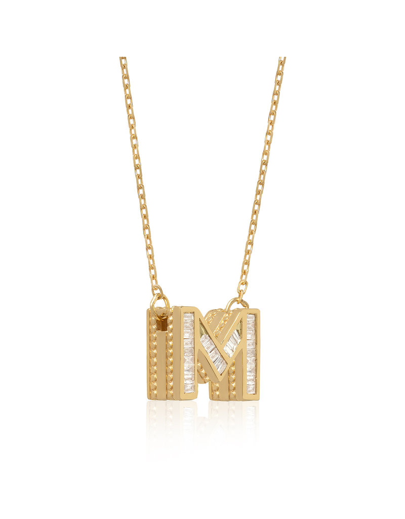 Spell My Love Mini Necklace Letter M in Yellow Gold