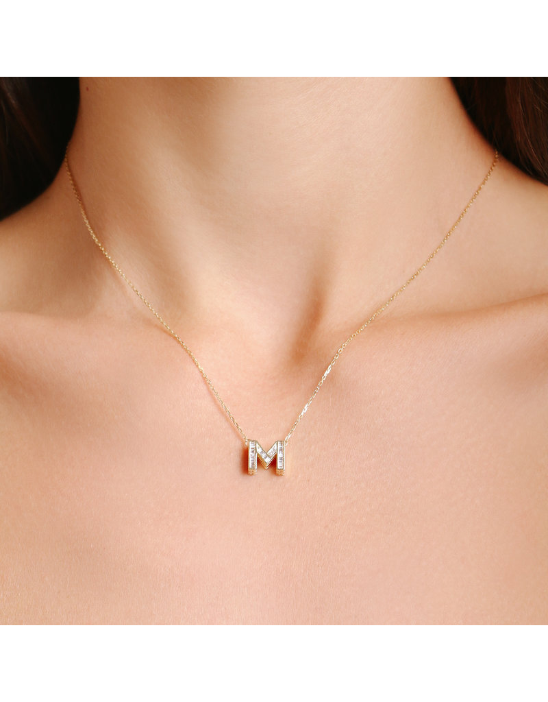 Spell My Love Mini Necklace Letter M in Yellow Gold