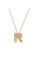 Spell My Love Mini Pendant Letter R in Yellow Gold