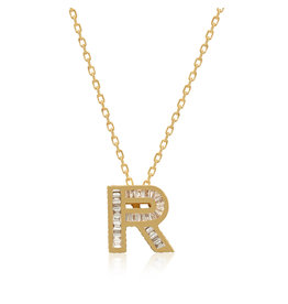 Spell My Love Mini Necklace Letter R in Yellow Gold