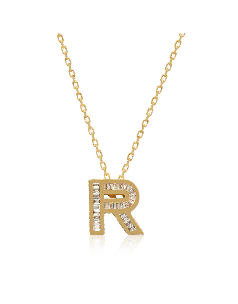 Spell My Love Mini Pendant Letter R in Yellow Gold