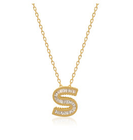 Spell My Love Mini Necklace Letter S in Yellow Gold