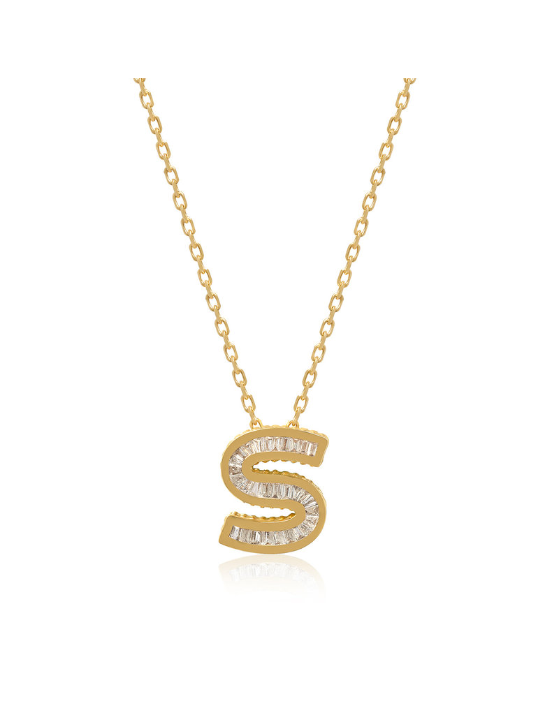 Spell My Love Mini NEcklace Letter S in Yellow Gold