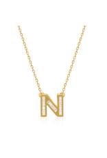 Spell My Love Mini Necklace Letter N in Yellow Gold