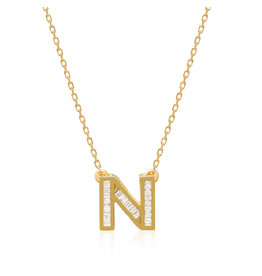 Spell My Love Mini Necklace Letter N in Yellow Gold