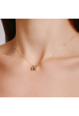 Spell My Love Mini Necklace Letter N in Yellow Gold