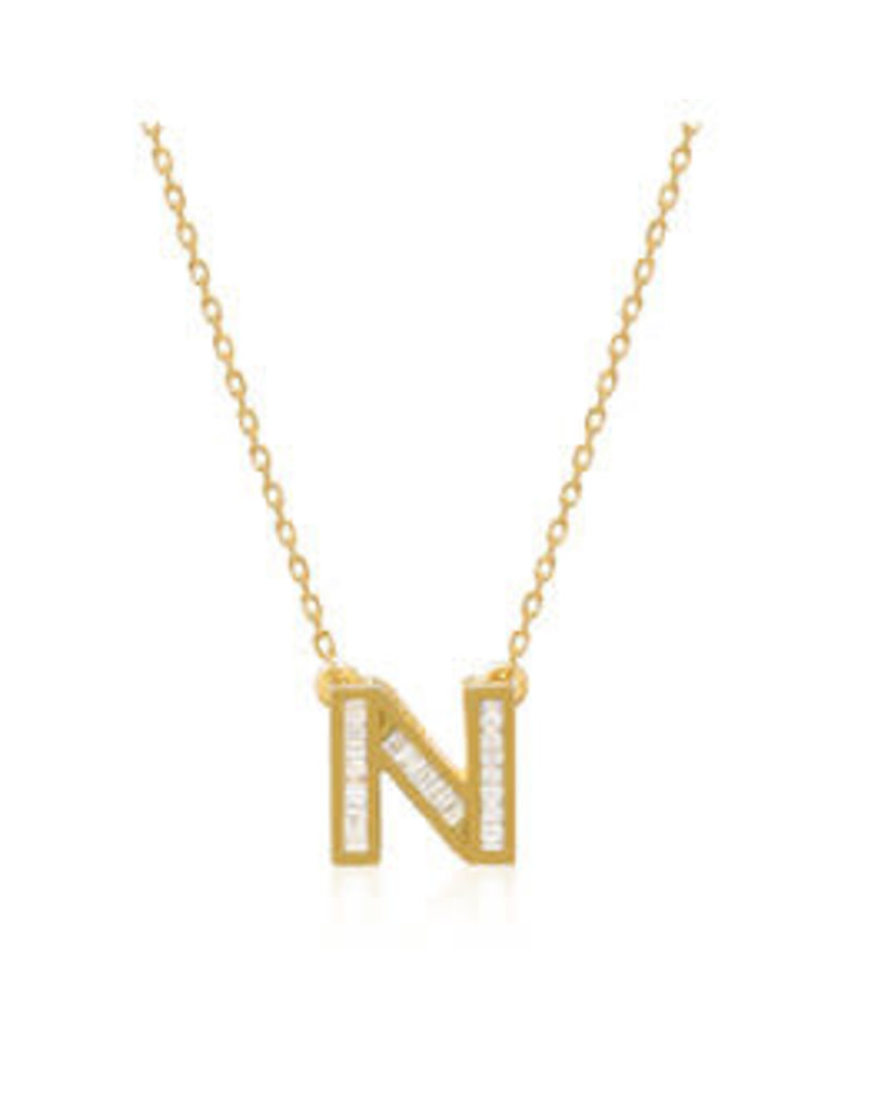 Spell My Love Mini Necklace Letter N in Yellow Gold