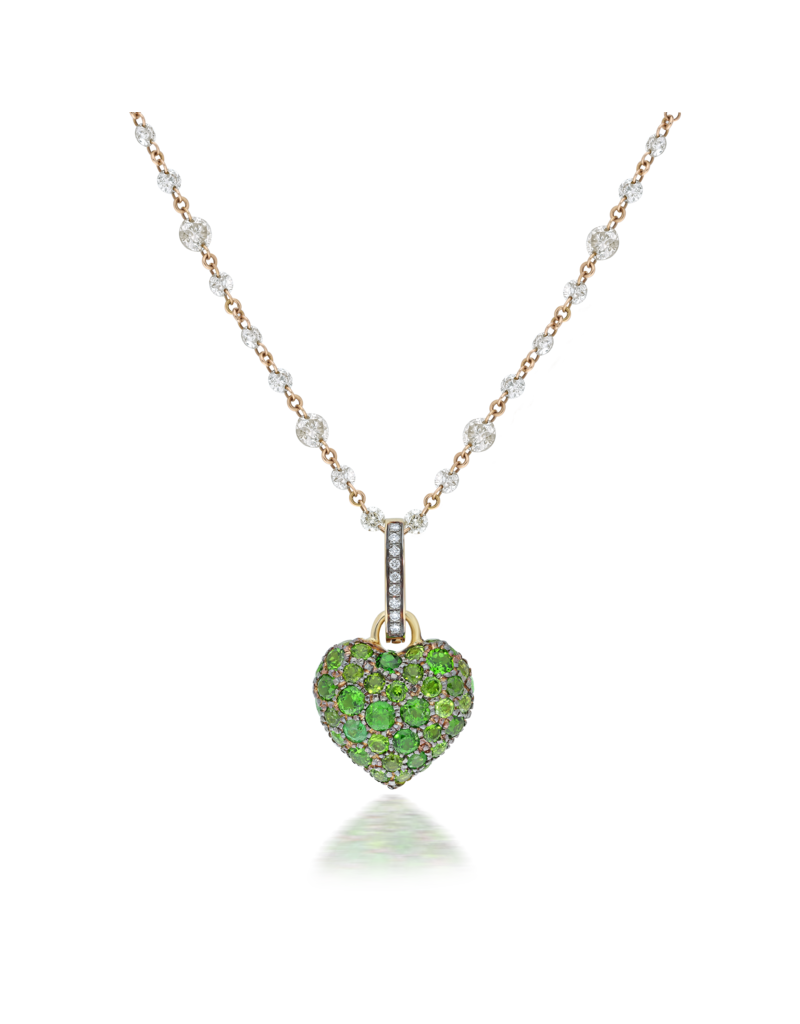 SKJ Queen of Hearts Mini Charm in Green Pavé