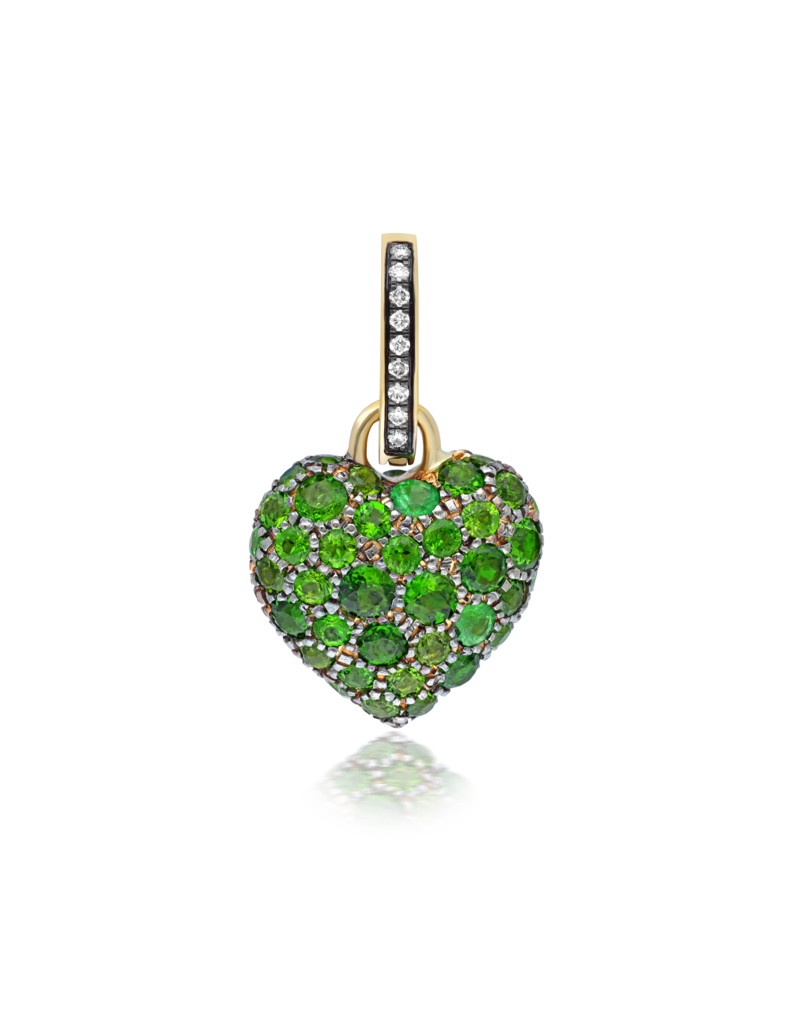 SKJ Queen of Hearts Mini Charm in Green Pavé